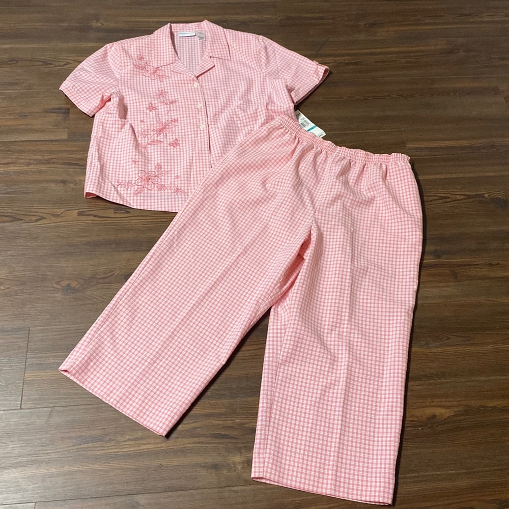 Pink Checkered Alfred Dunner 2 Piece Set SIZE 16 worn once